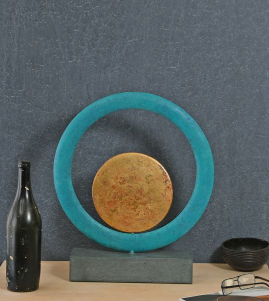 Cycles XII Bronze and Slate Table Sculpture