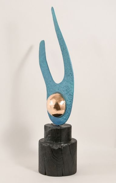 Marking Time I Bronze and Oak Sculpture