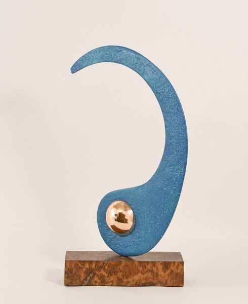 Marking Time III Bronze and Burr Oak Base