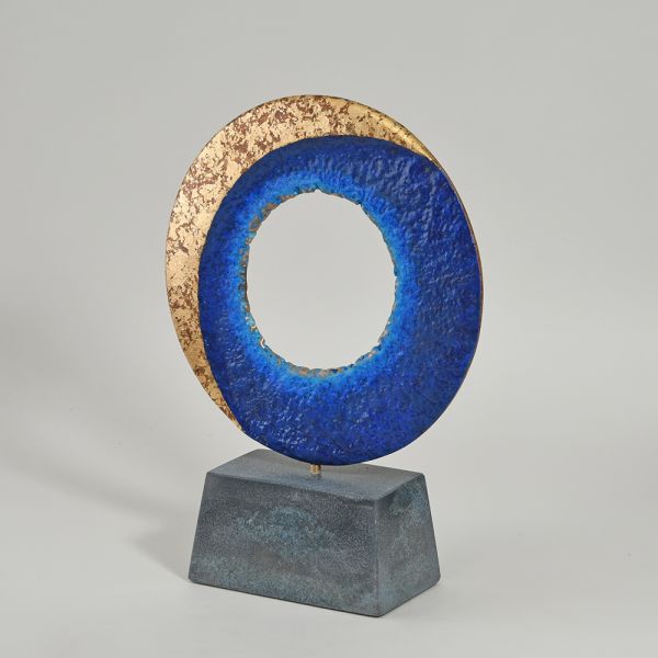 Nightwalk I Bronze, Glass and Stone Sculpture