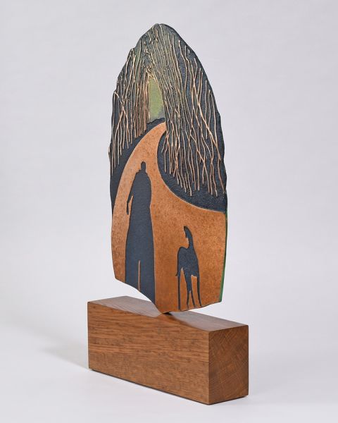 Let's Go VII Bronze and Oak Sculpture