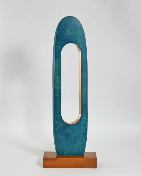 Open Water Bronze and Yew Sculpture