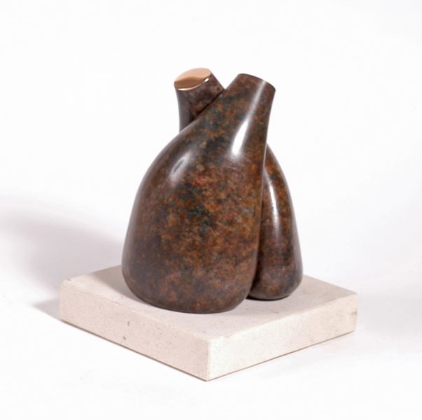 The Two of Us Bronze and Limestone Desktop Sculpture